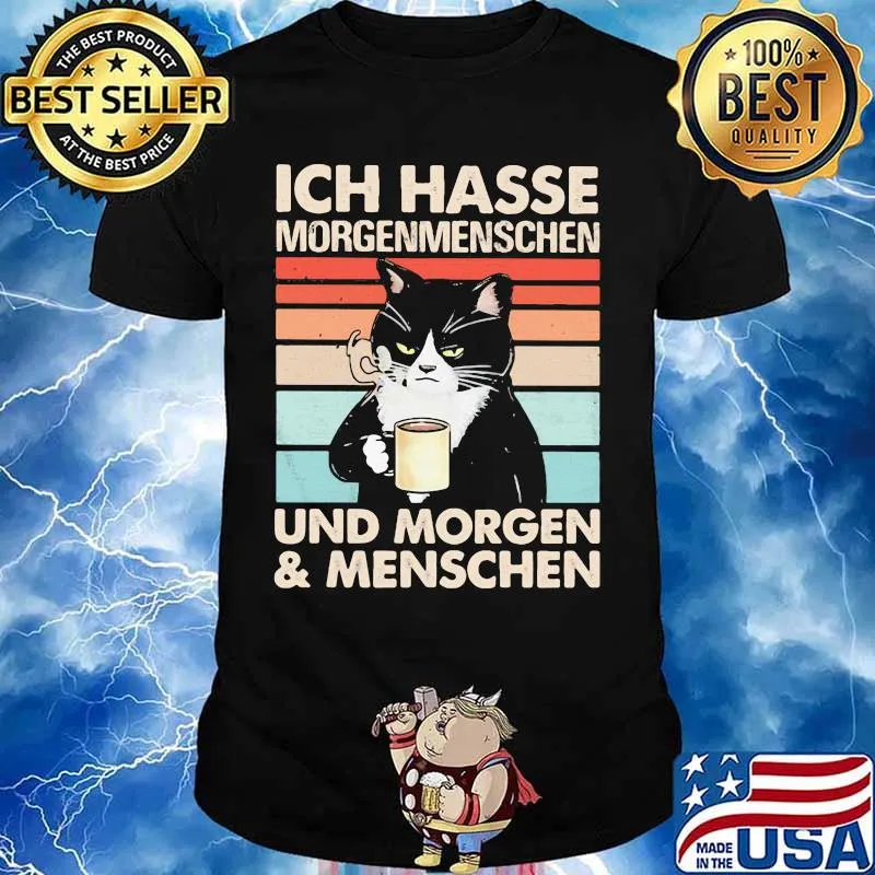 Cat Ich hasse morgenmenschen und morgen and menschen vintage retro shirt