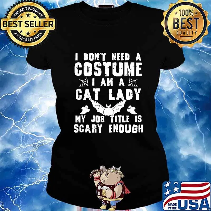 Cat Lady Halloween Costume Scary Funny Boo T-Shirt Ladies tee