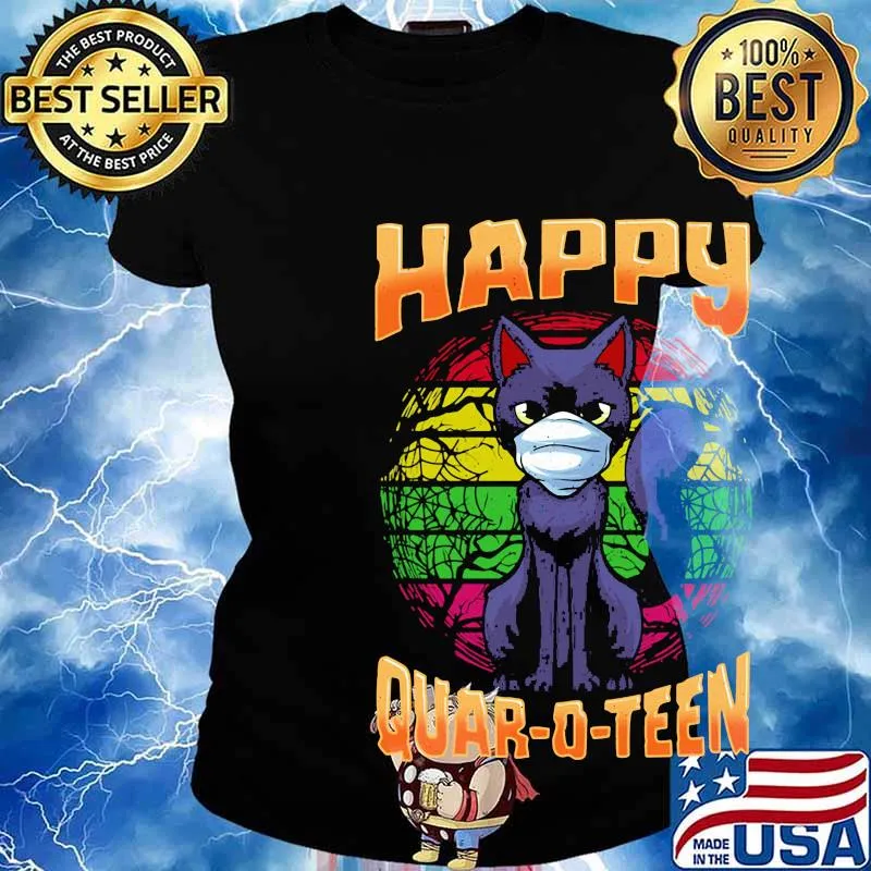 Cat mask happy quar-o-teen vintage s Ladies tee