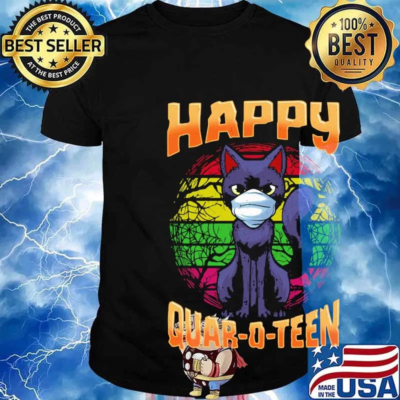 Cat mask happy quar-o-teen vintage shirt