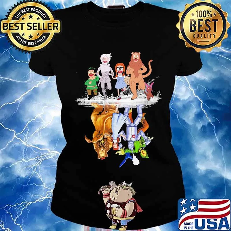 Characters cartoon water reflection s Ladies tee
