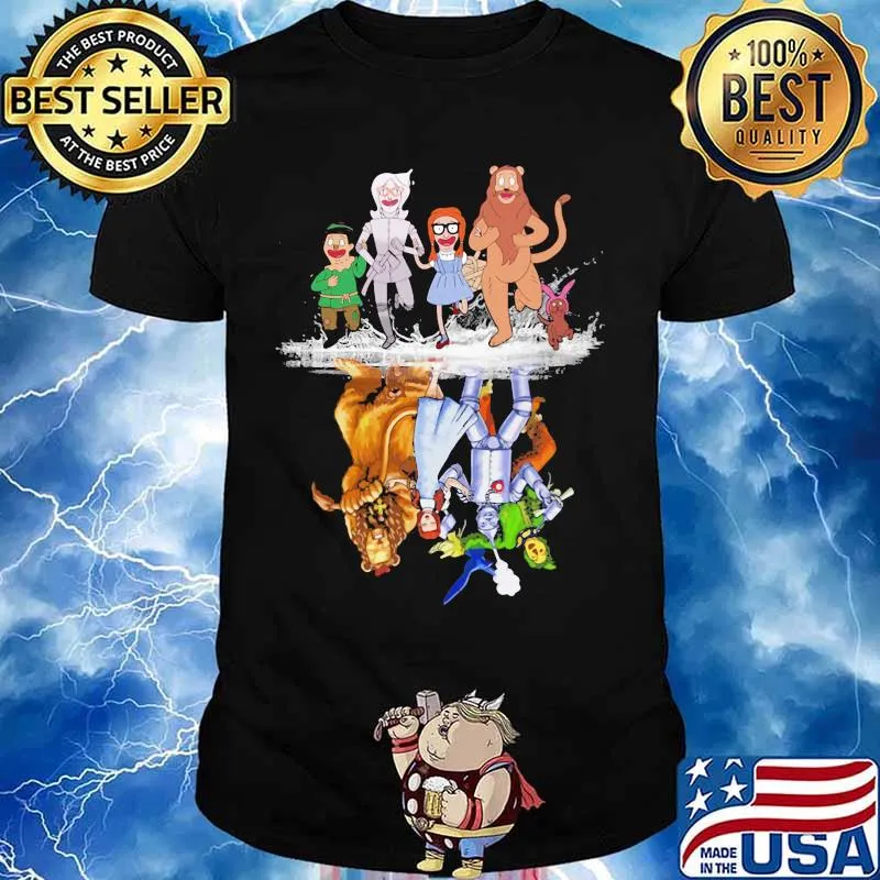 Characters cartoon water reflection shirt
