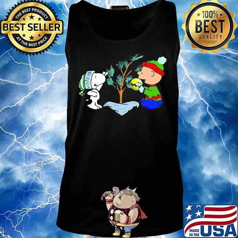 Charlie brown and snoopy christmas tree s Tank top