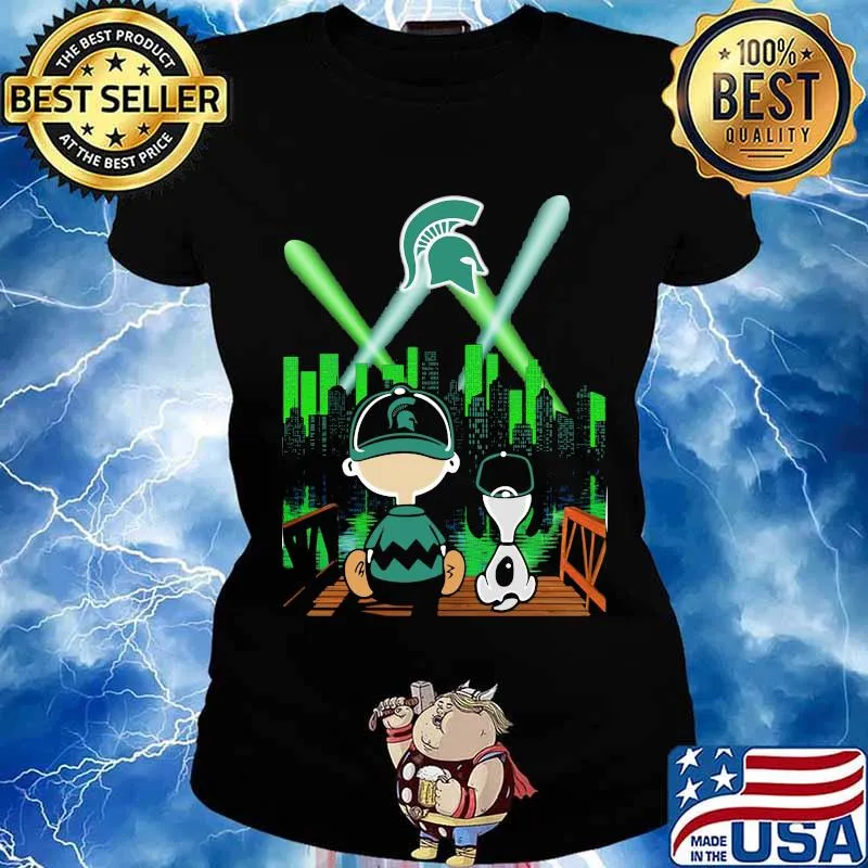 Charlie brown and snoopy michigan state university logo s Ladies tee