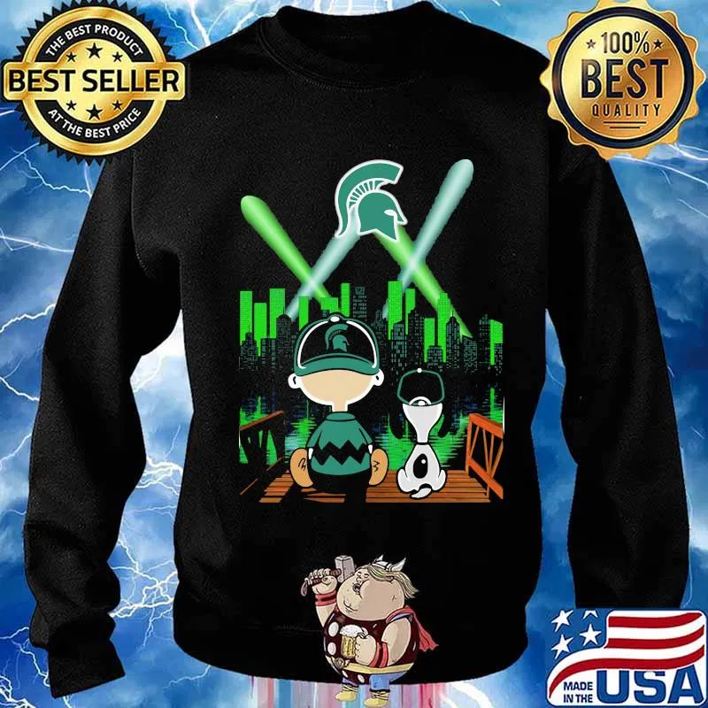 Charlie brown and snoopy michigan state university logo s Sweater