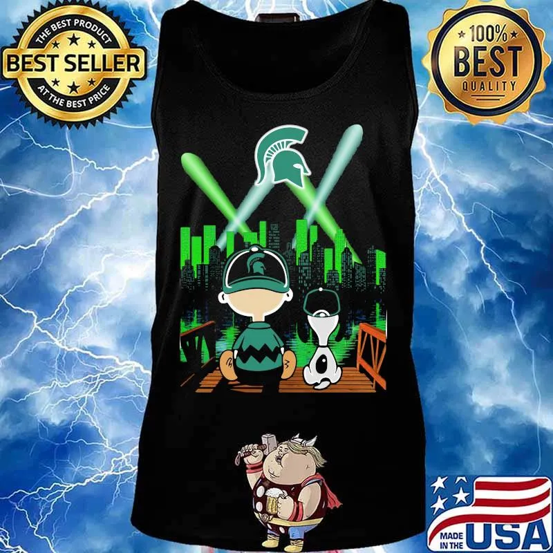 Charlie brown and snoopy michigan state university logo s Tank top