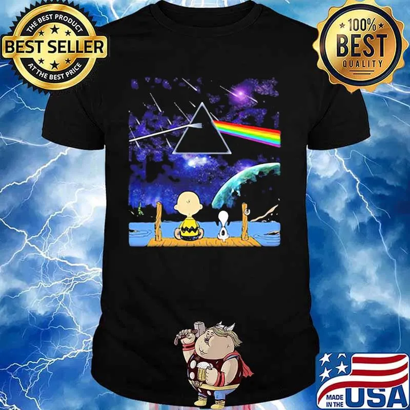 Charlie brown and snoopy seeing pink floyd band shirt