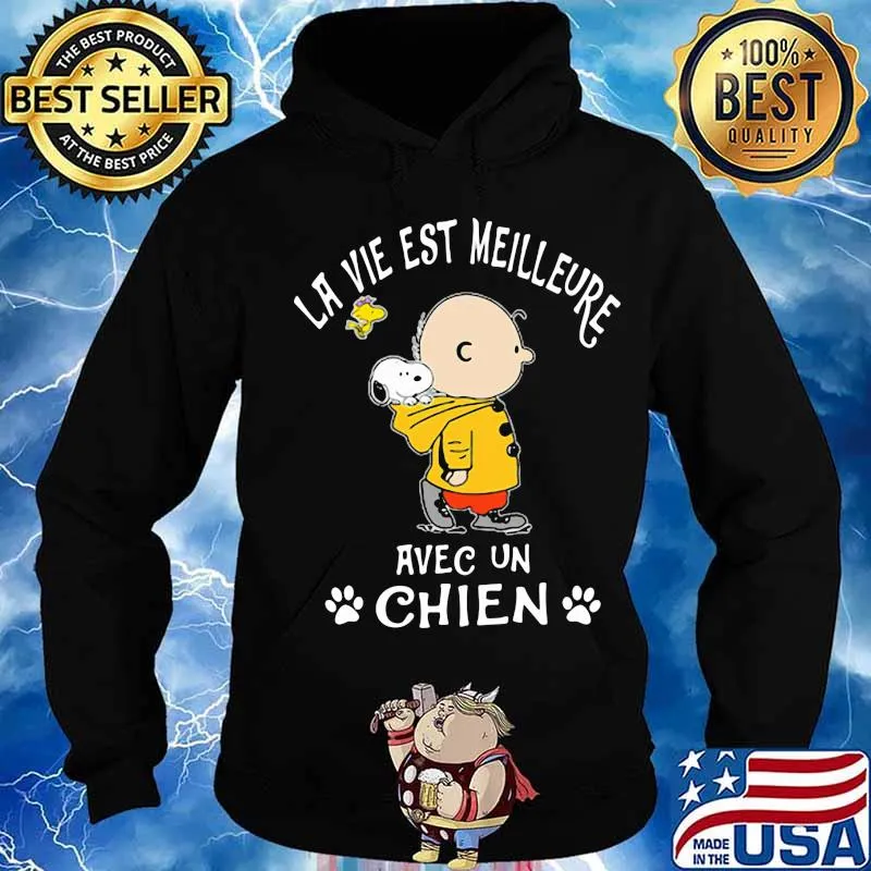 Charlie brown snoopy and woodstock la vie est meilleure avec unchien s Hoodie