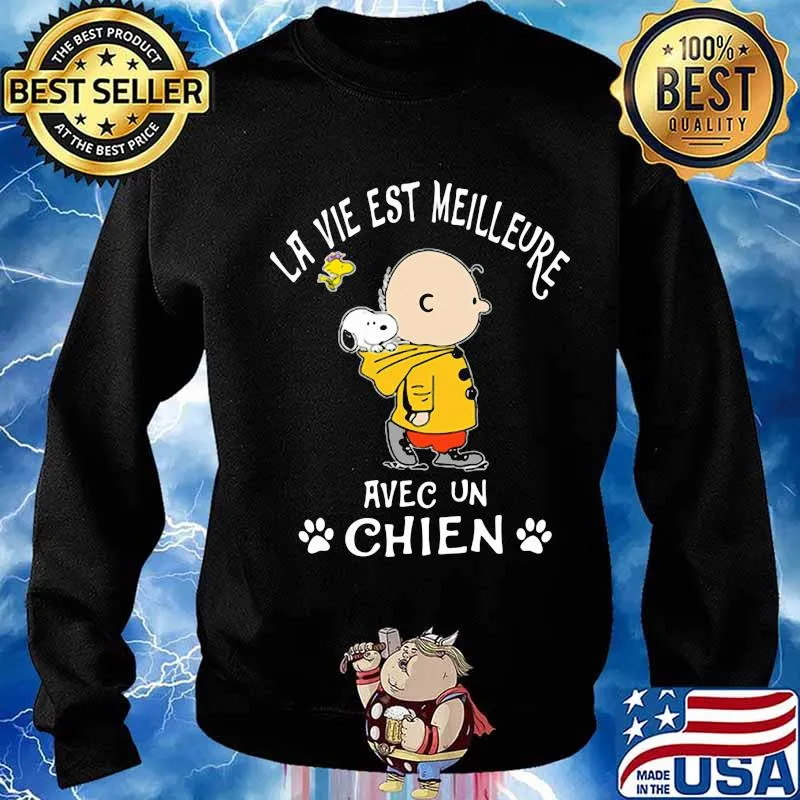 Charlie brown snoopy and woodstock la vie est meilleure avec unchien s Sweater