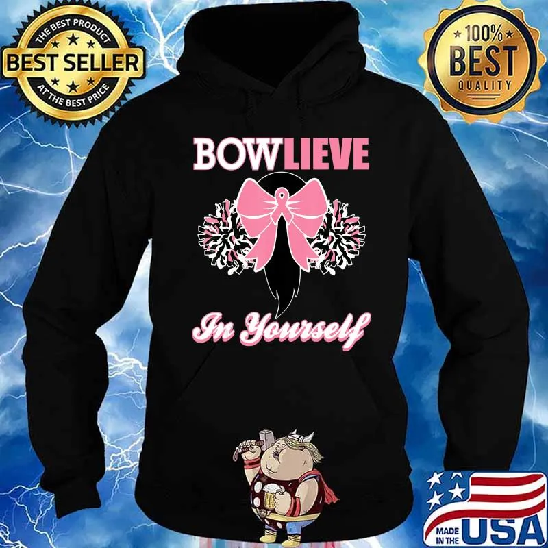 Cheerleader Breast Cancer Shirt Pink Bow Cheer T-shirt Gift T-Shirt Hoodie