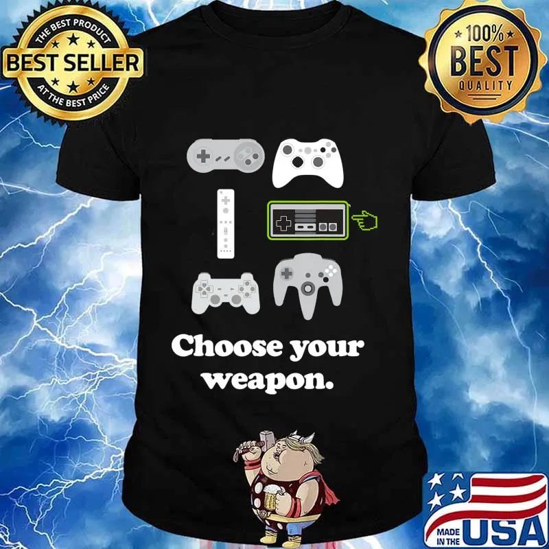 Choose Your Weapon Mens Boys Funny Gaming Video Gamer T-Shirt