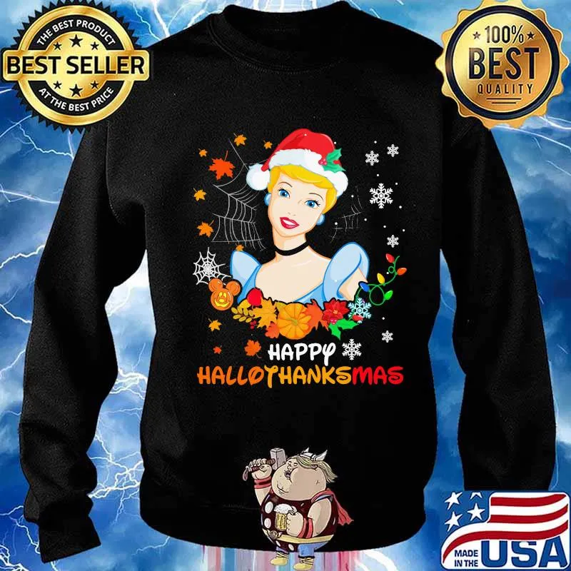 Cinderella happy hallothanksmas halloween thanksgiving christmas s Sweater