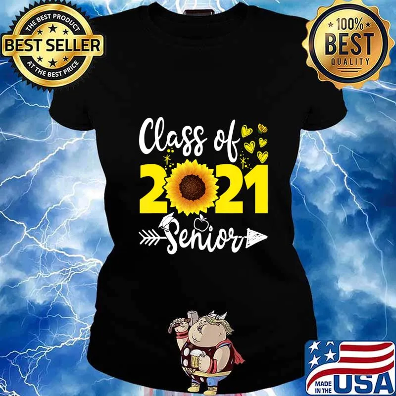 Class of 2021 Senior Back to School Sunflower T-Shirt Ladies tee