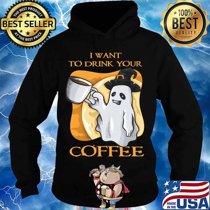 Coffee Halloween Funny Ghost Costume T-Shirt Hoodie