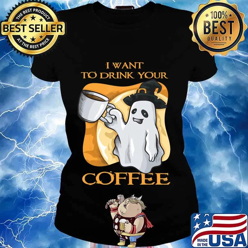 Coffee Halloween Funny Ghost Costume T-Shirt Ladies tee