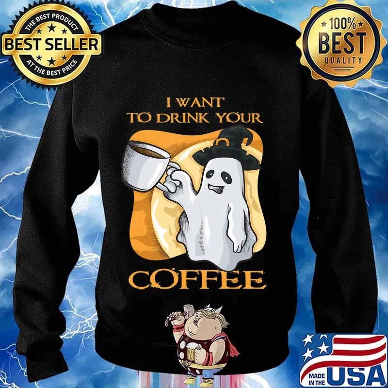 Coffee Halloween Funny Ghost Costume T-Shirt Sweater
