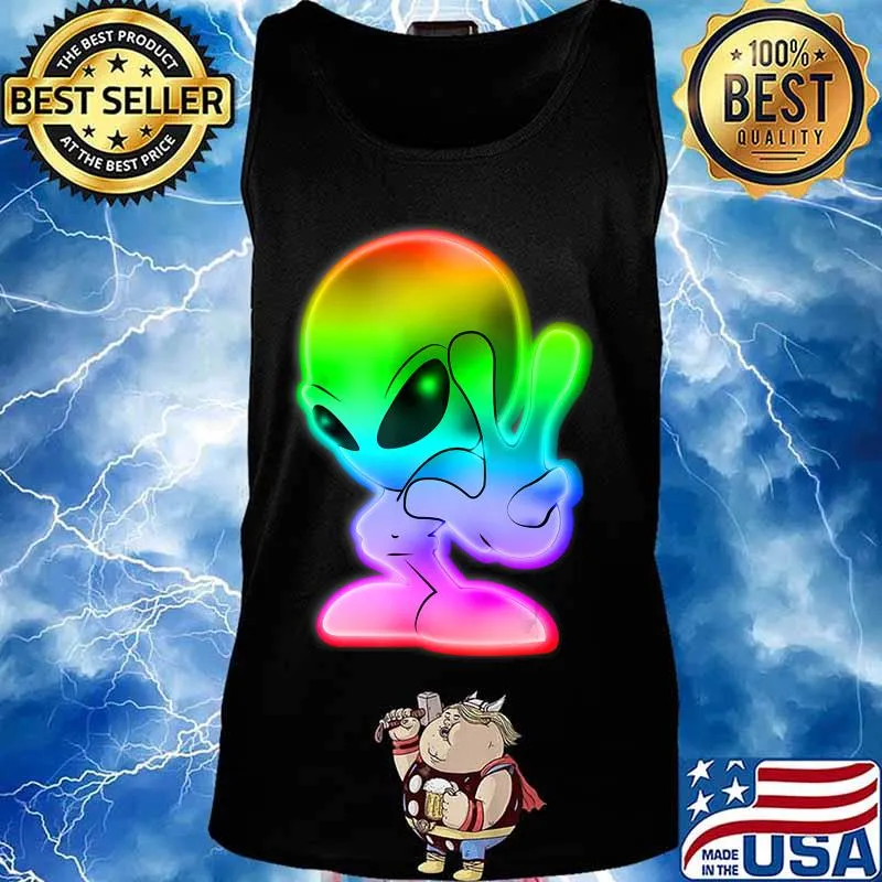 Colorful Alien Peace Sign UFO Alien Gift T-Shirt Tank top