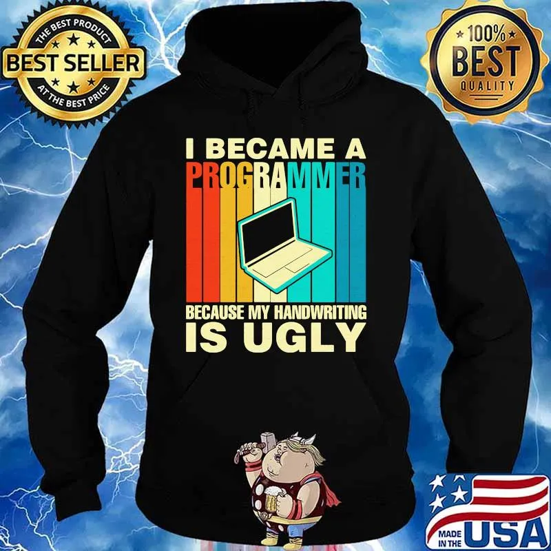 Computer I became a programmer because my handwriting is ugly vintage retro s Hoodie