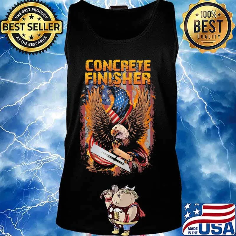 Concrete finisher gold eagle american flag s Tank top