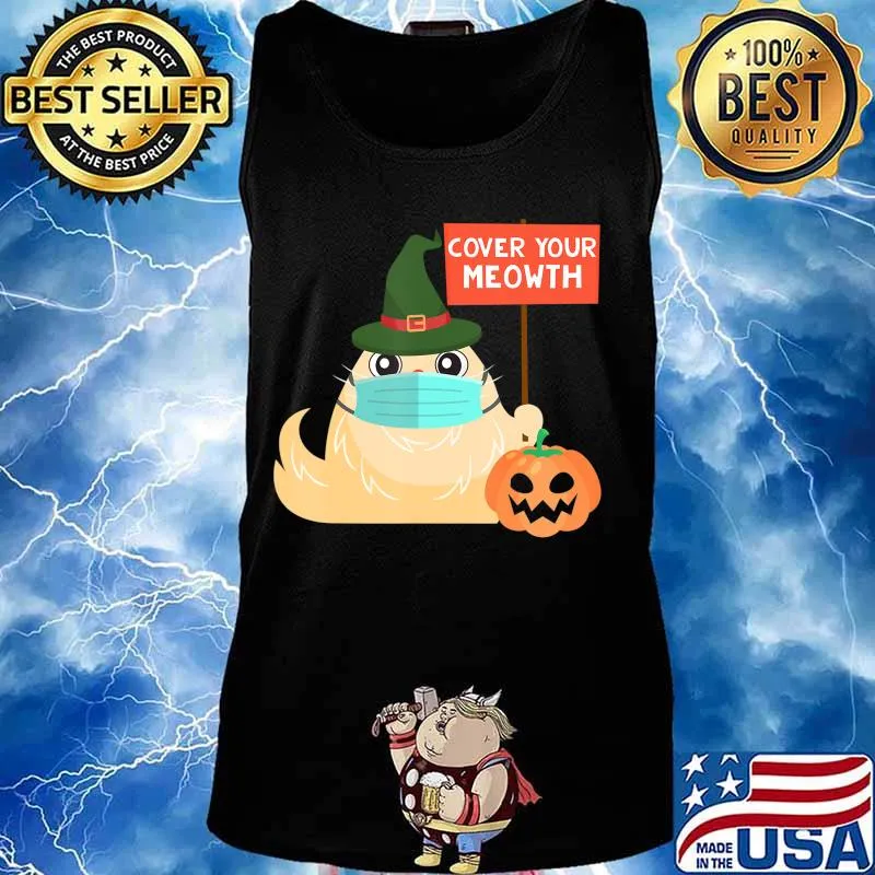 Cover Your Meowth Funny Halloween 2020 Witch Cat with Mask T-Shirt Tank top