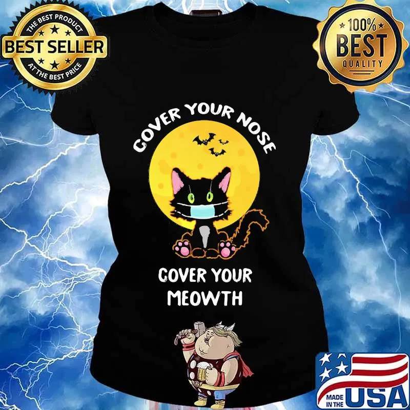 Cover your nose cover your meowth mask black cat moon covid 19 halloween s Ladies tee
