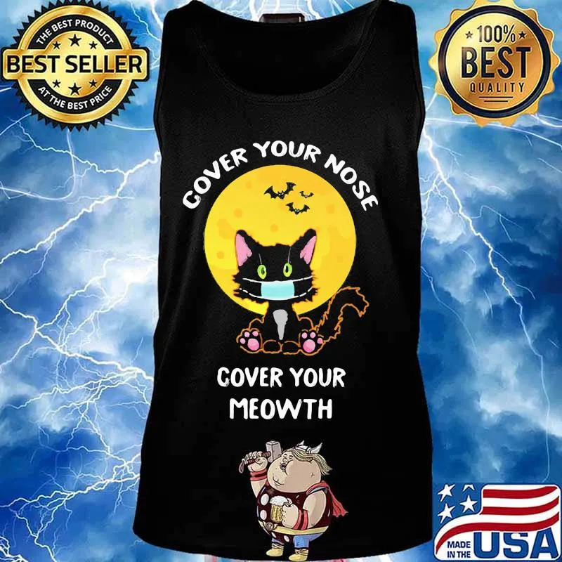 Cover your nose cover your meowth mask black cat moon covid 19 halloween s Tank top