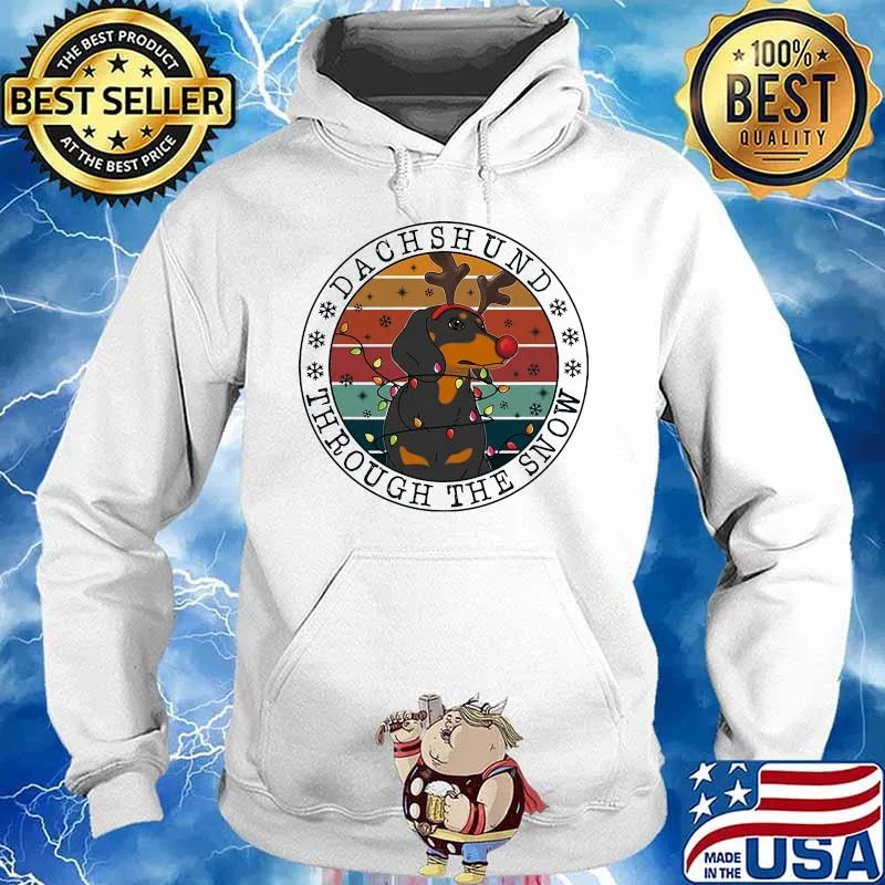 Dachshund through the snow vintage retro s Hoodie