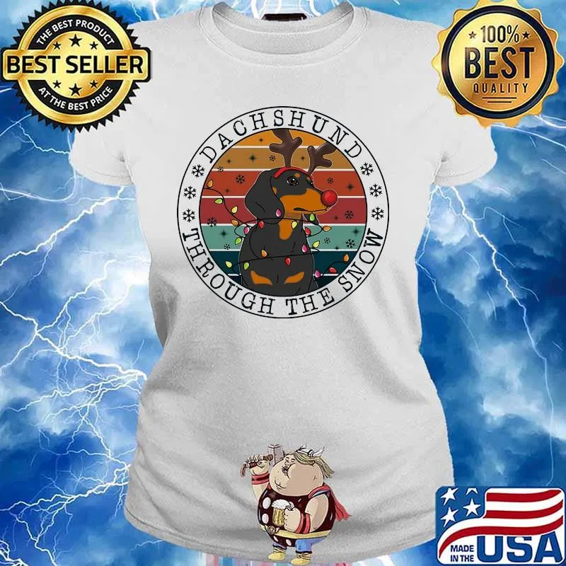 Dachshund through the snow vintage retro s Ladies tee