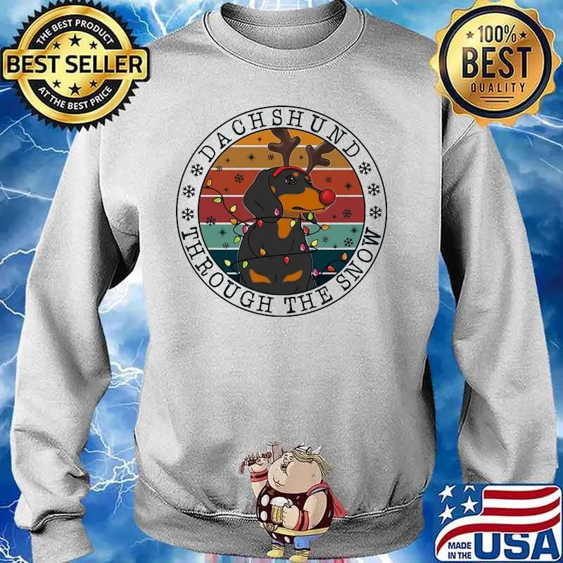 Dachshund through the snow vintage retro s Sweater