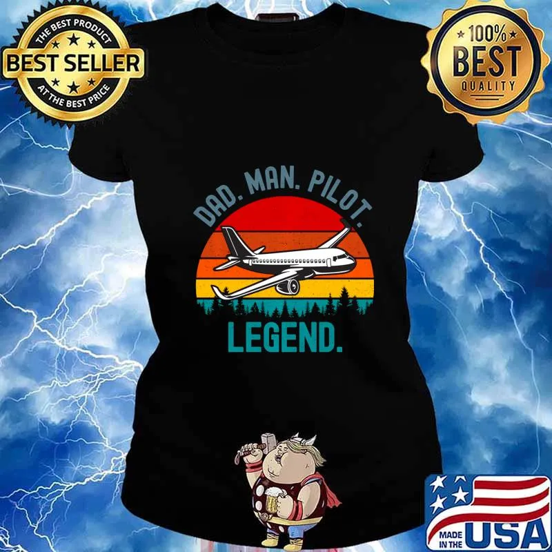 Dad Man Pilot Legend Vintage Sunset Design Pullover s Ladies tee