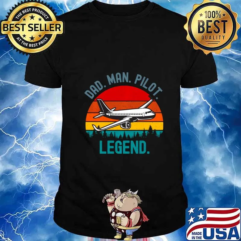 Dad Man Pilot Legend Vintage Sunset Design Pullover shirt