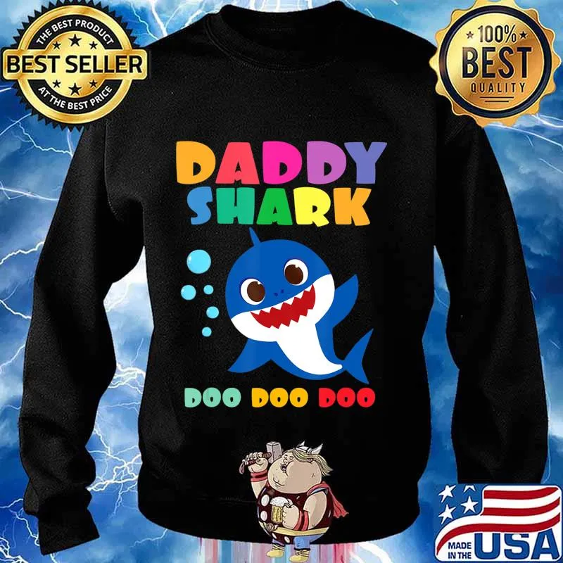 Daddy Shark T-Shirt Doo Doo Funny Baby Mommy Kids T-Shirt Sweater