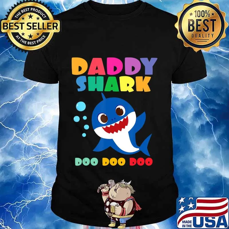 Daddy Shark T-Shirt Doo Doo Funny Baby Mommy Kids T-Shirt