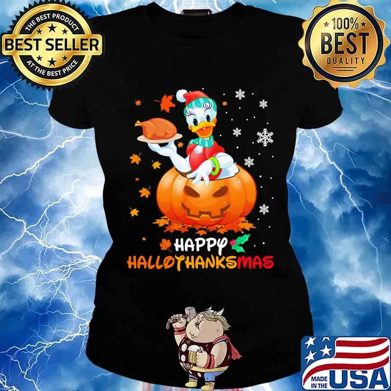 Daisy duck happy hallothanksmas halloween thanksgiving christmas s Ladies tee