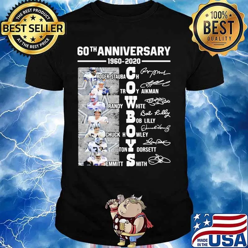 Dallas cowboys 60th anniversary 1960 2020 signatures shirt