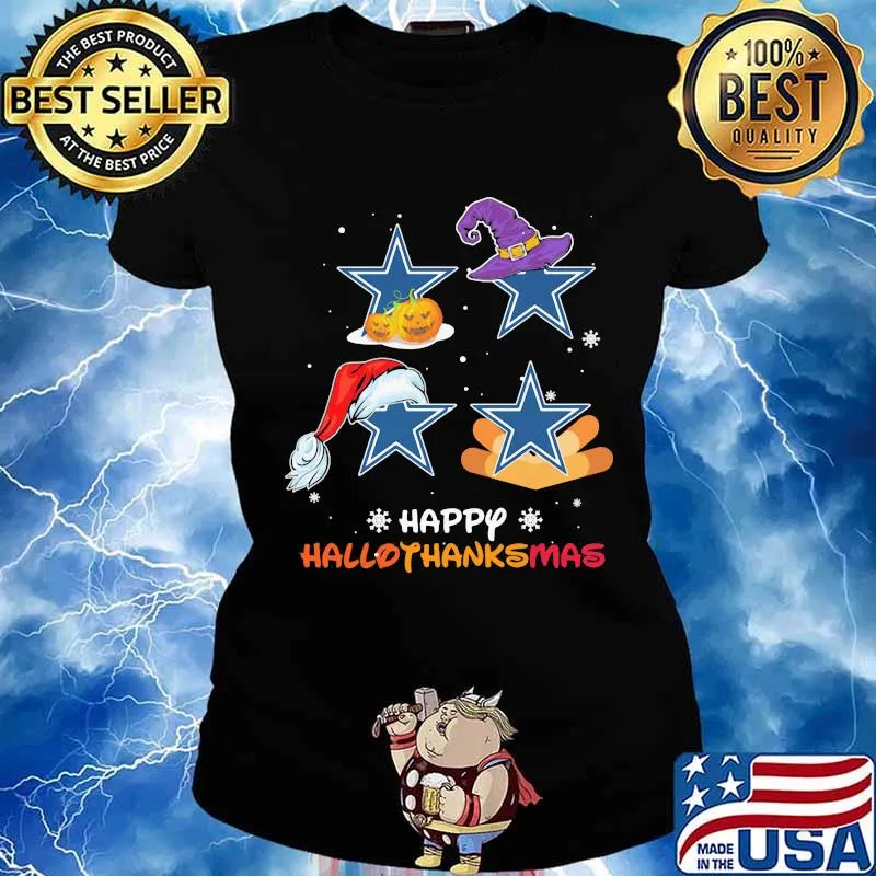 Dallas cowboys happy hallothanksmas halloween thanksgiving christmas s Ladies tee