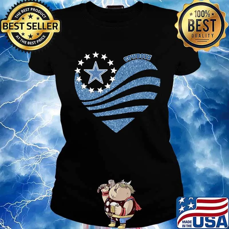 Dallas cowboys heart back in blue american flag s Ladies tee