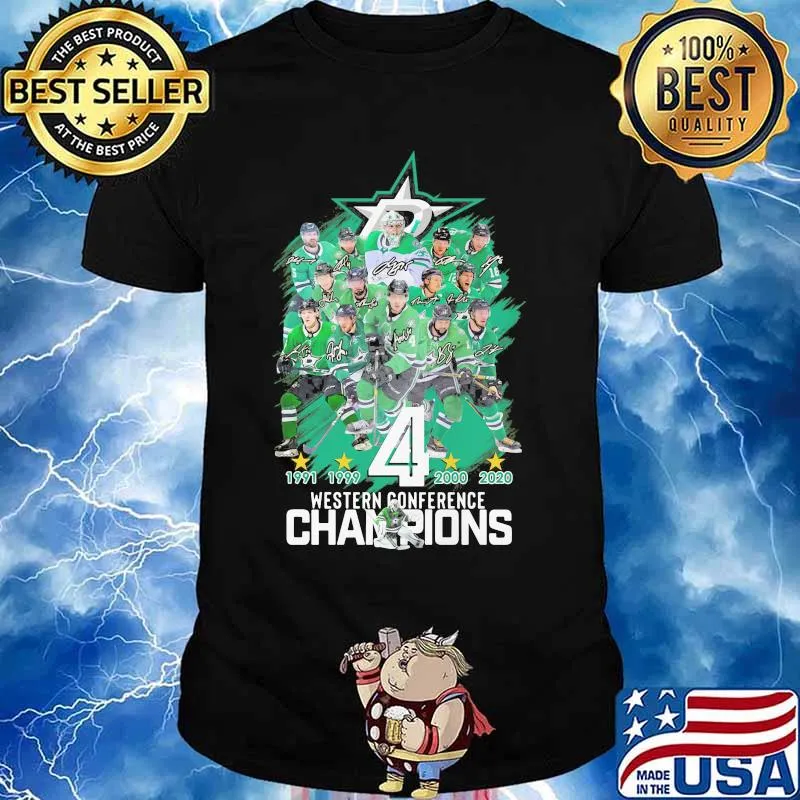 Dallas stars football team 4 western conference champions signatures shirt