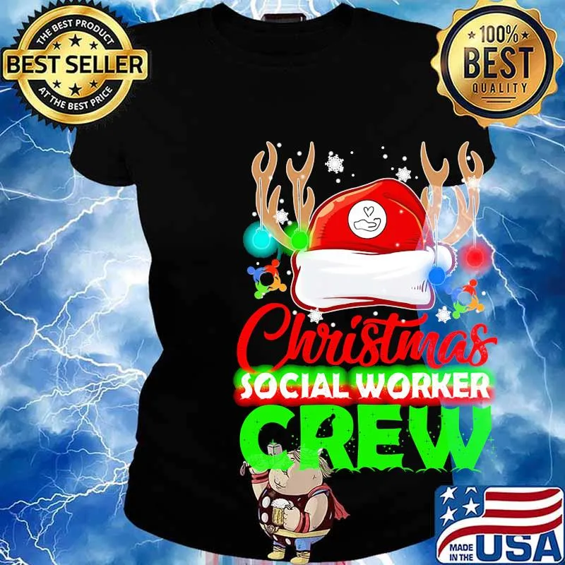 Deer christmas social worker crew s Ladies tee