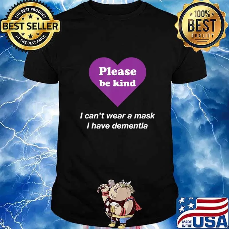 Dementia Awareness Purple I Can't Wear A Mask Retro T-Shirt