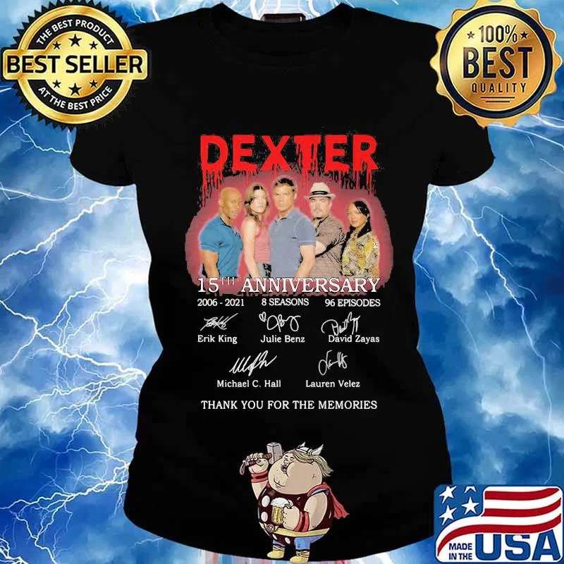 Dexter 15th anniversary 2006 2020 thank for the memories signatures s Ladies tee