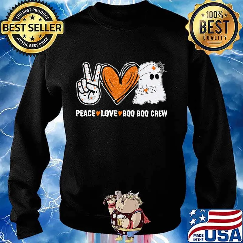Diamond peace love boo boo crew ghost nurse s Sweater
