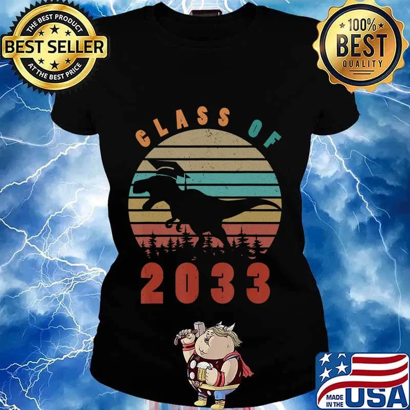 Dinosaur Class Of 2033 First Day Kindergarten Boys Kids Gift T-Shirt Ladies tee