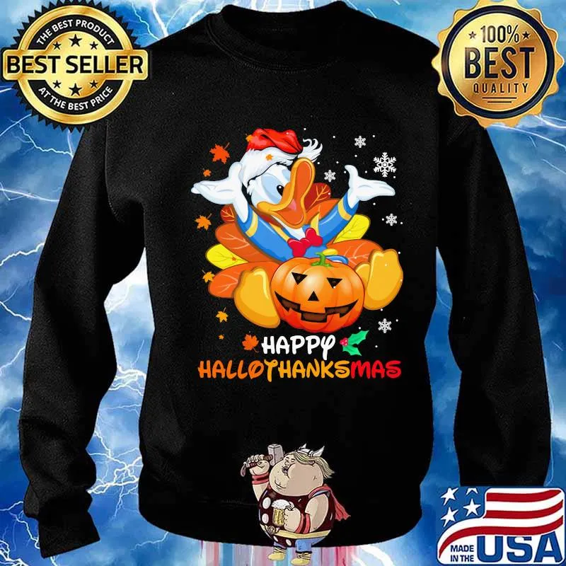 Donald duck happy hallothanksmas halloween thanksgiving christmas s Sweater