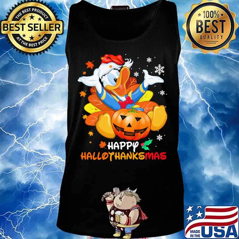 Donald duck happy hallothanksmas halloween thanksgiving christmas s Tank top