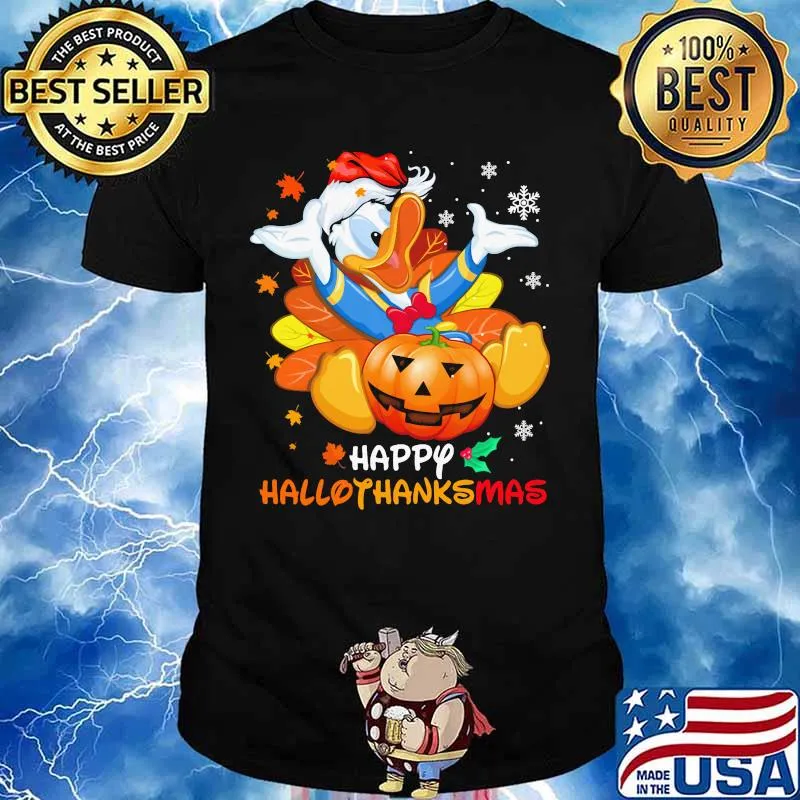 Donald duck happy hallothanksmas halloween thanksgiving christmas shirt