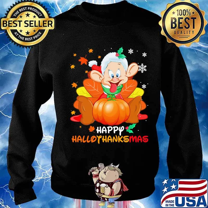 Dopey happy hallothanksmas halloween thanksgiving christmas s Sweater