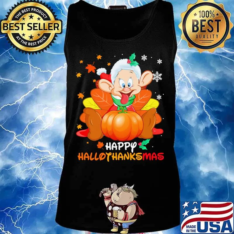 Dopey happy hallothanksmas halloween thanksgiving christmas s Tank top