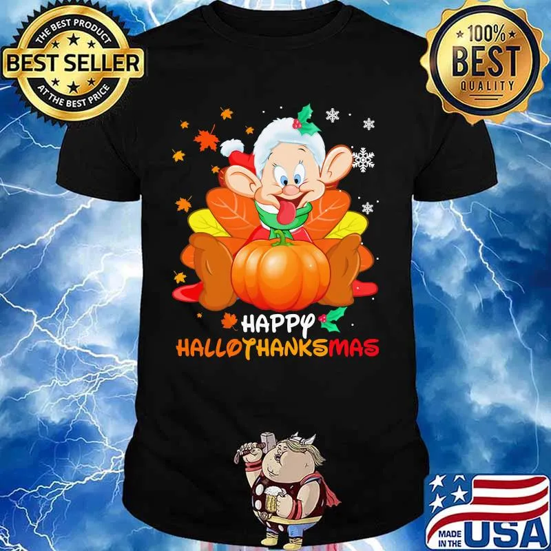 Dopey happy hallothanksmas halloween thanksgiving christmas shirt