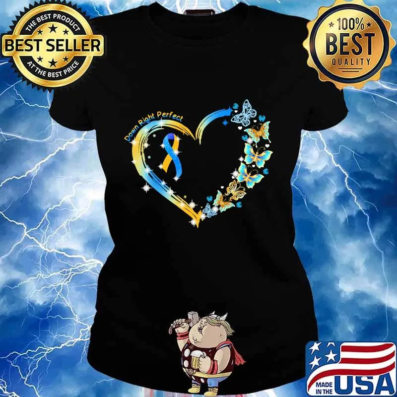 Down right perfect ribbon butterflies heart s Ladies tee